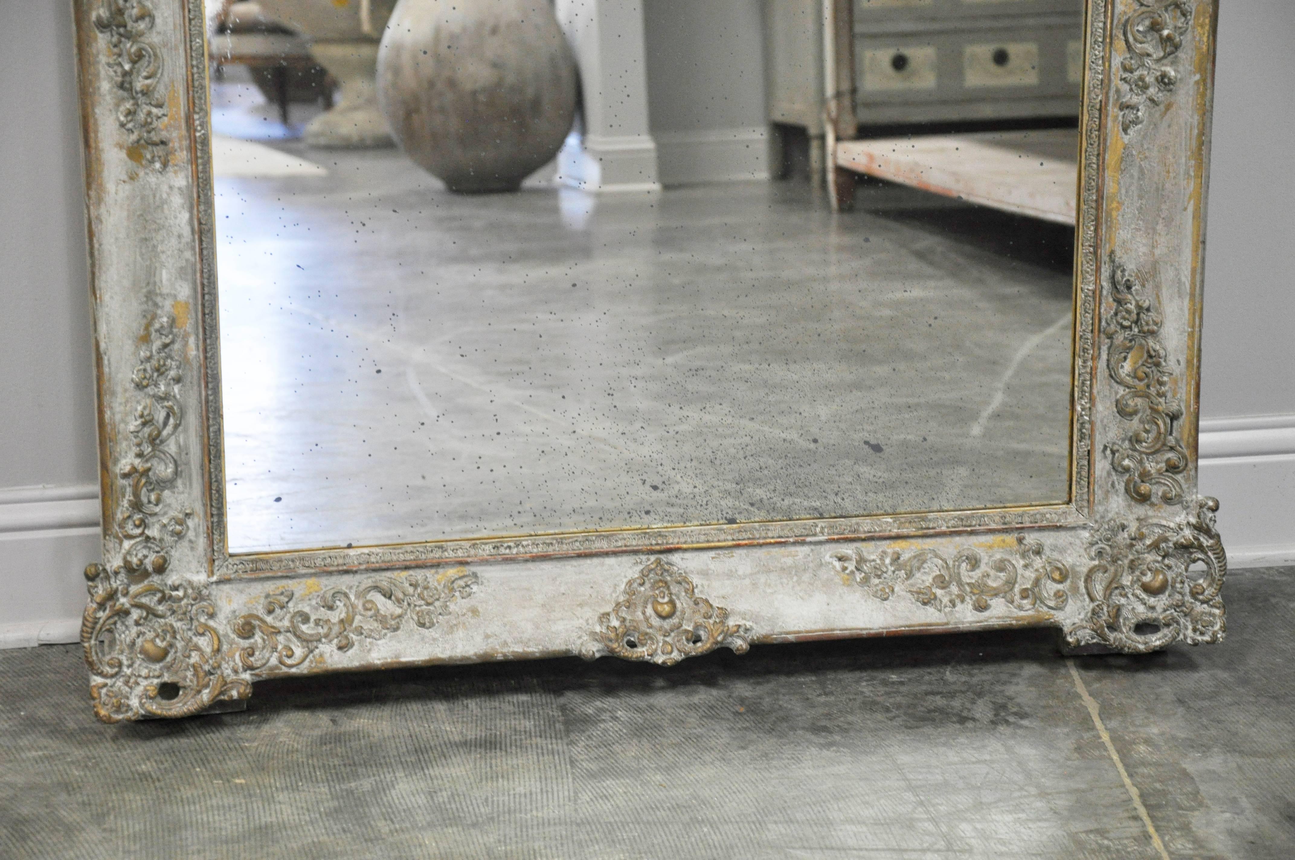 Carved Early 19th Century Louis XIV Style Mirror with Painted Finish