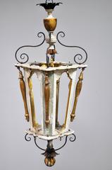 Custom French Lantern with Polychromed Wood and Old Elements