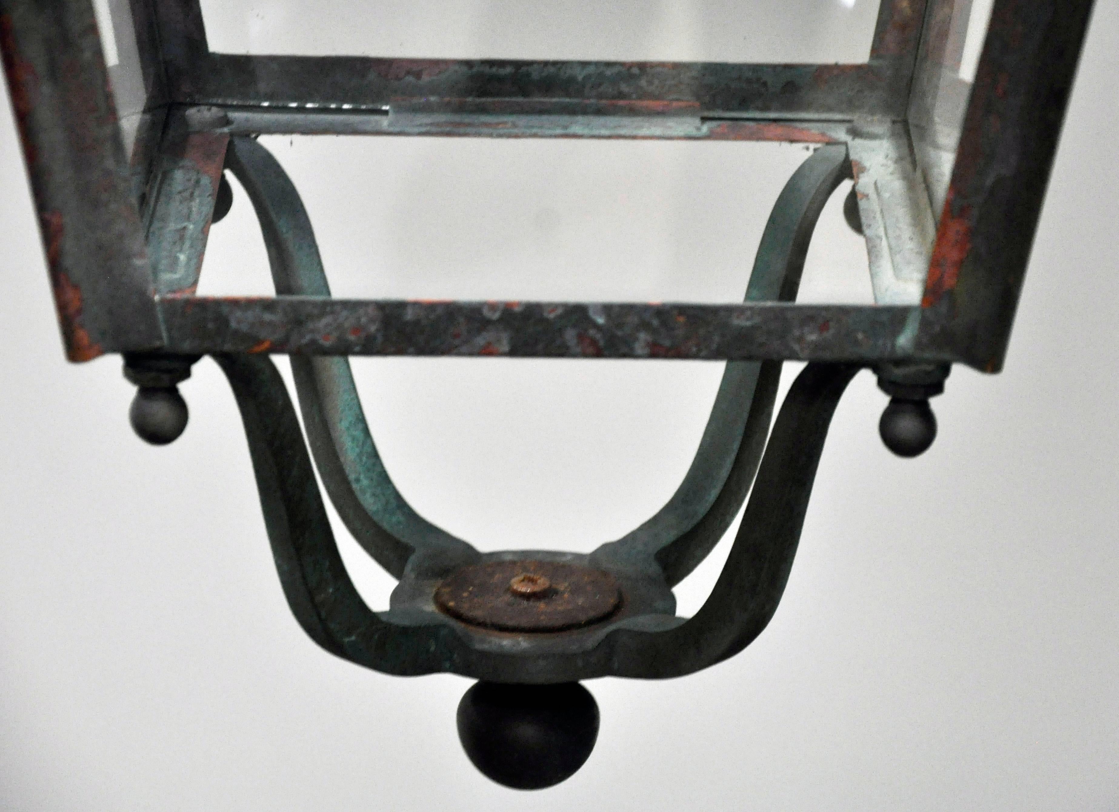 French Provincial Old French Lantern in Copper and Iron For Sale