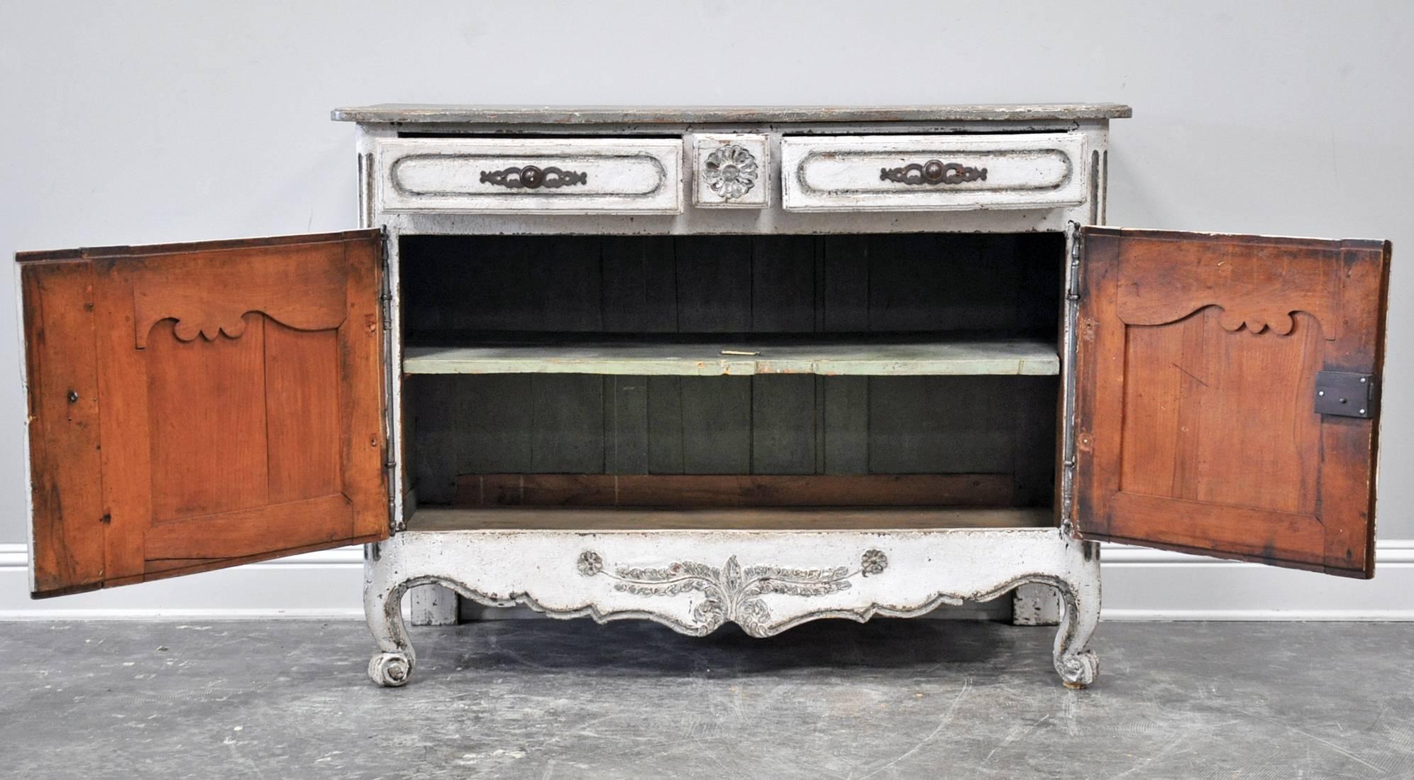 18th Century and Earlier Painted French Provincial Buffet Bas For Sale