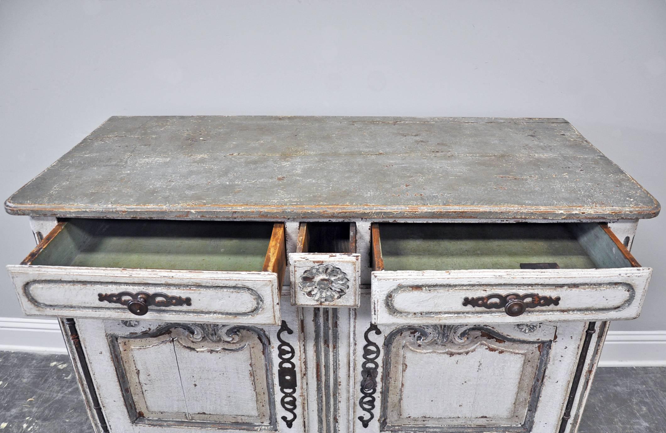 Wood Painted French Provincial Buffet Bas For Sale