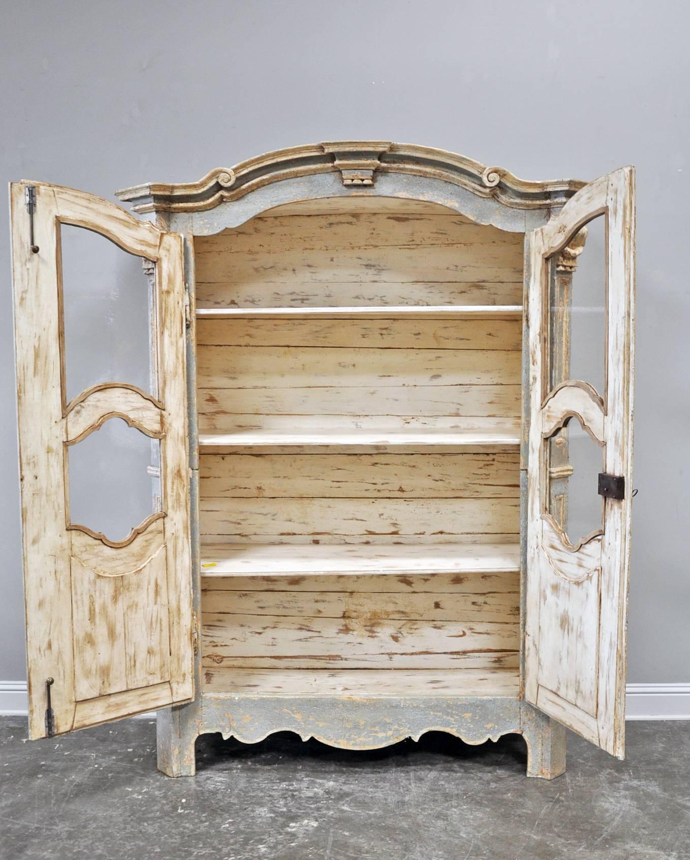 French Painted Italian Armoire or Vitrine