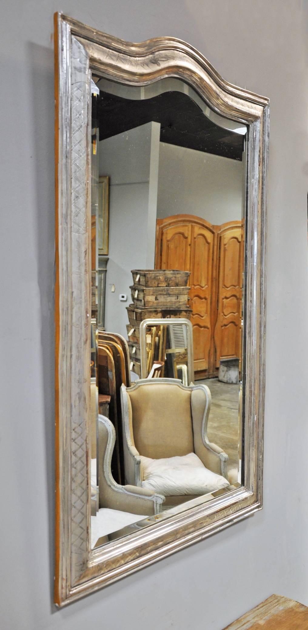 19th Century French Louis Philippe Mirror in Silver Gilt with Arched Top 1