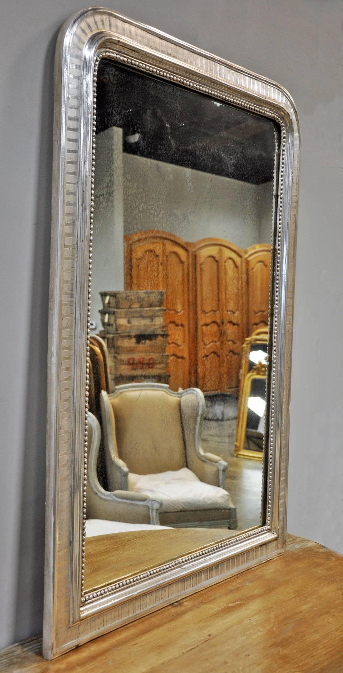 19th Century French Louis Philippe Mirror in Silver Gilt 1