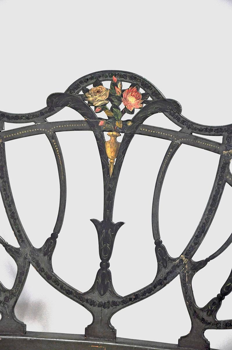 Art Nouveau Style Painted French Bed or Bench Frame In Good Condition In Houston, TX