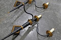 Pair of French Brass and Leather Wall Sconce