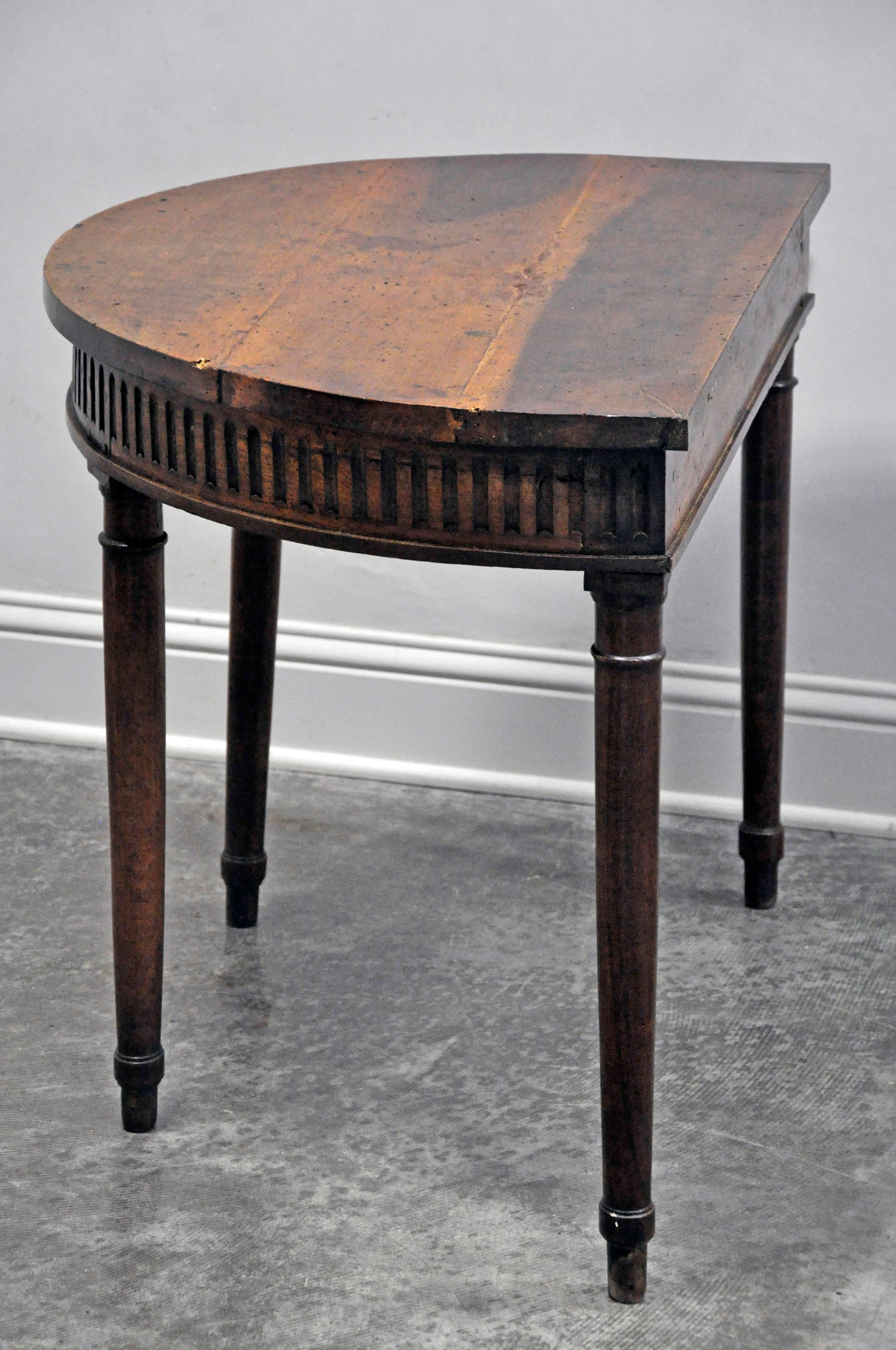 Louis XVI 19th Century French Demilune Table in Walnut