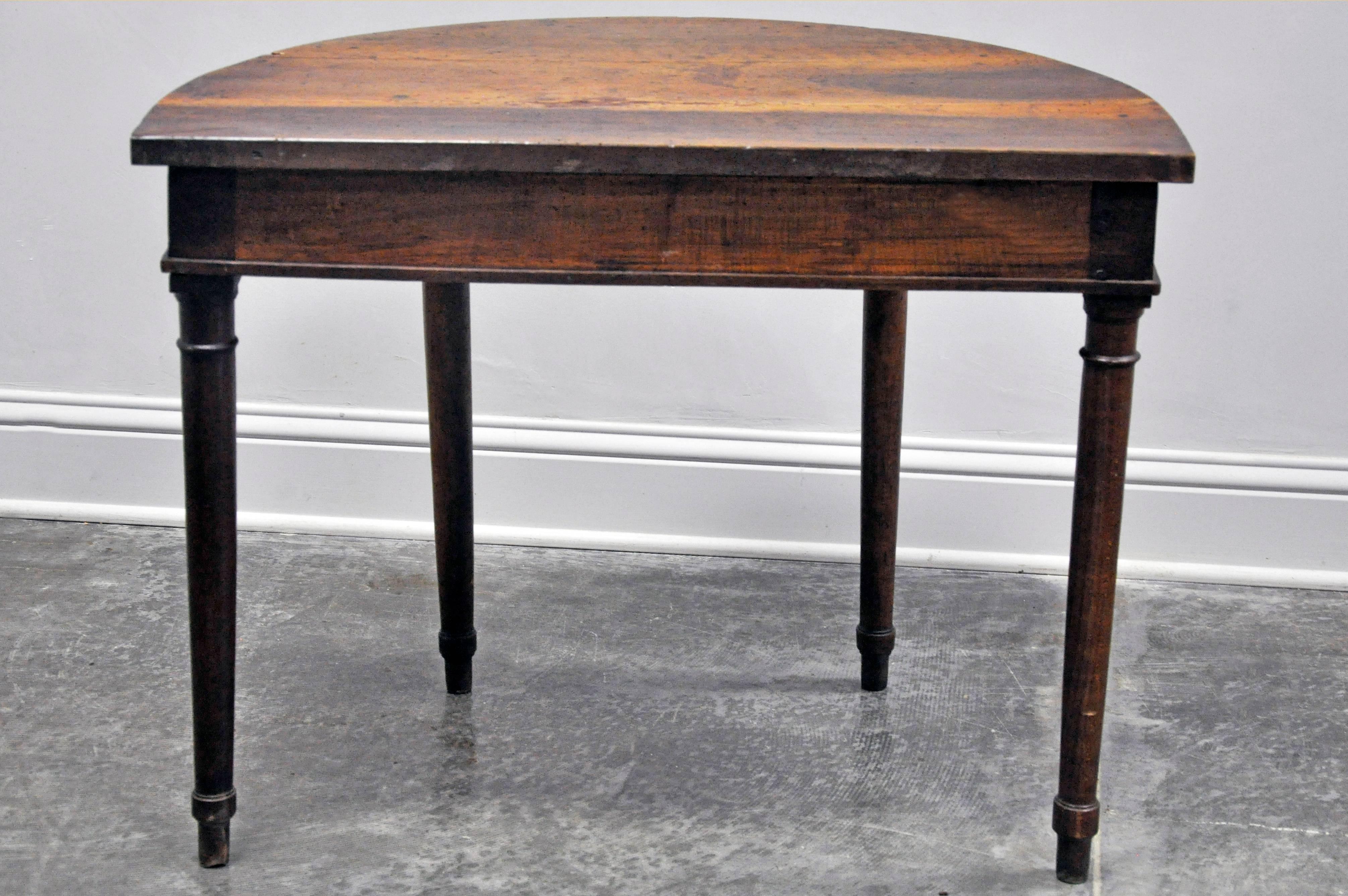 Wood 19th Century French Demilune Table in Walnut