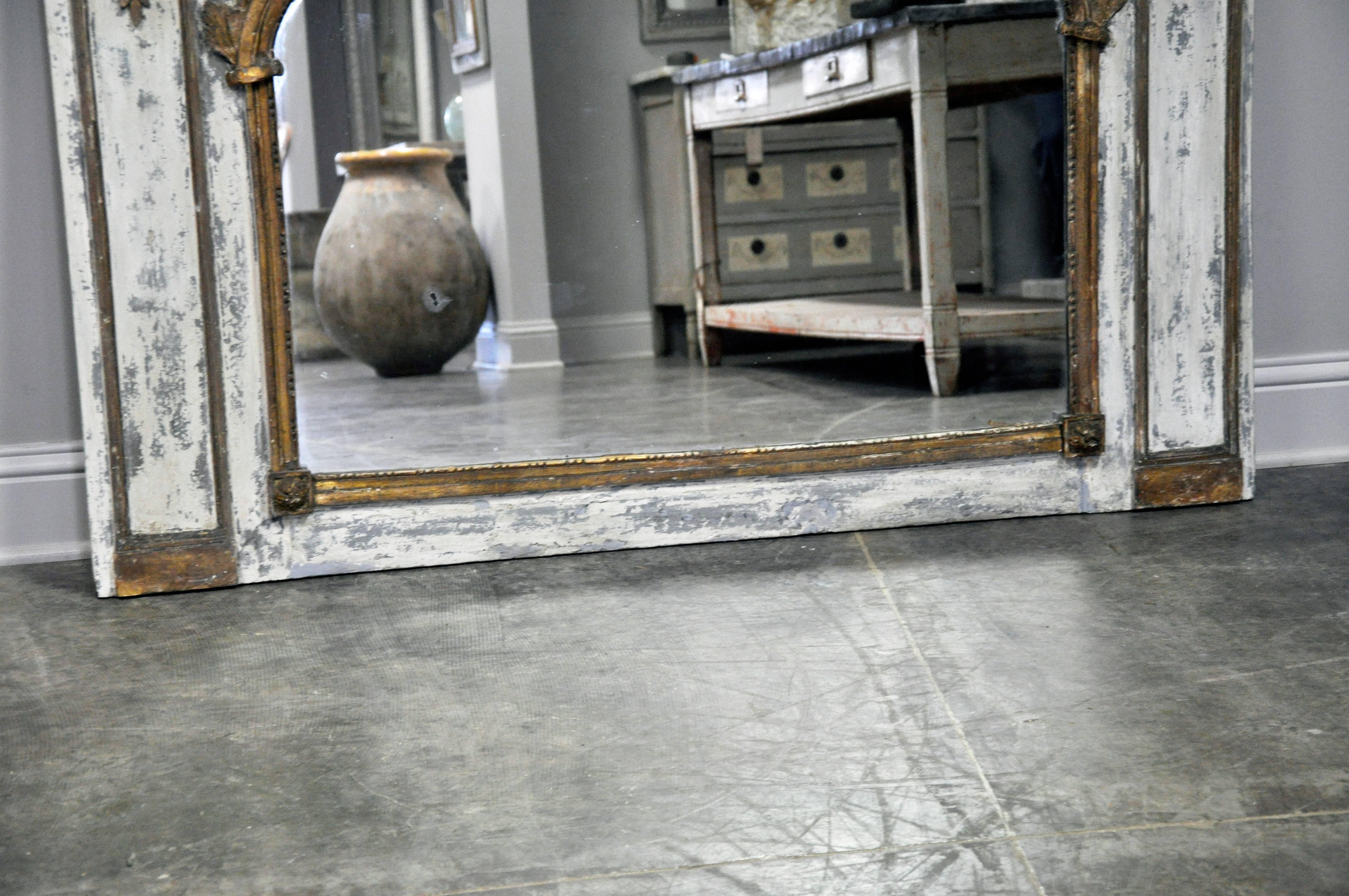 20th Century French Overmantle Mirror with Painted Finish