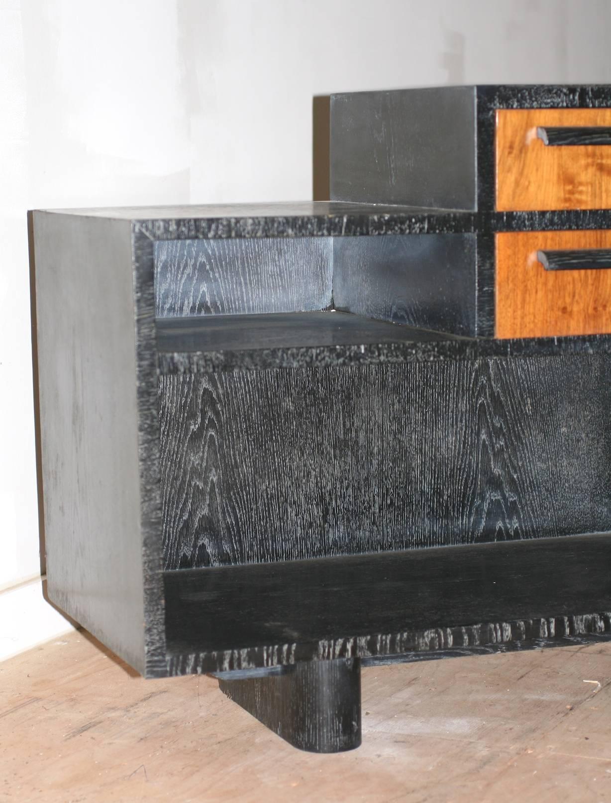 Art Deco Limed and Exotic Wood Bar/Sideboard In Excellent Condition For Sale In Riverdale, NY