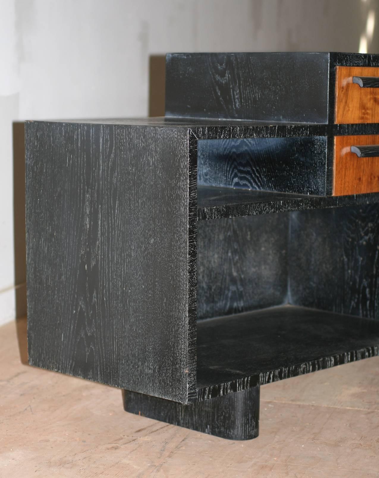 Bar/Sideboard aus exotischem Art déco-Holz mit Lamellen (Mitte des 20. Jahrhunderts) im Angebot