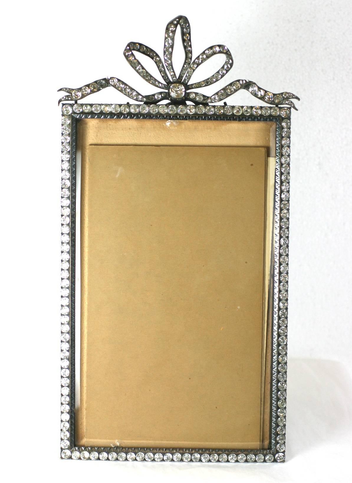 Silvered Wonderful Victorian Jeweled Paste Set Frame For Sale