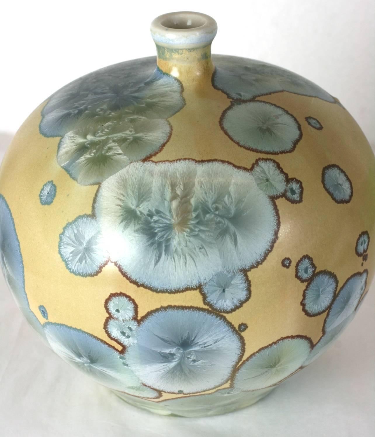 Arts and Crafts Elegant Crystalline Glaze Porcelain Vase, University City, Taxile Doat For Sale