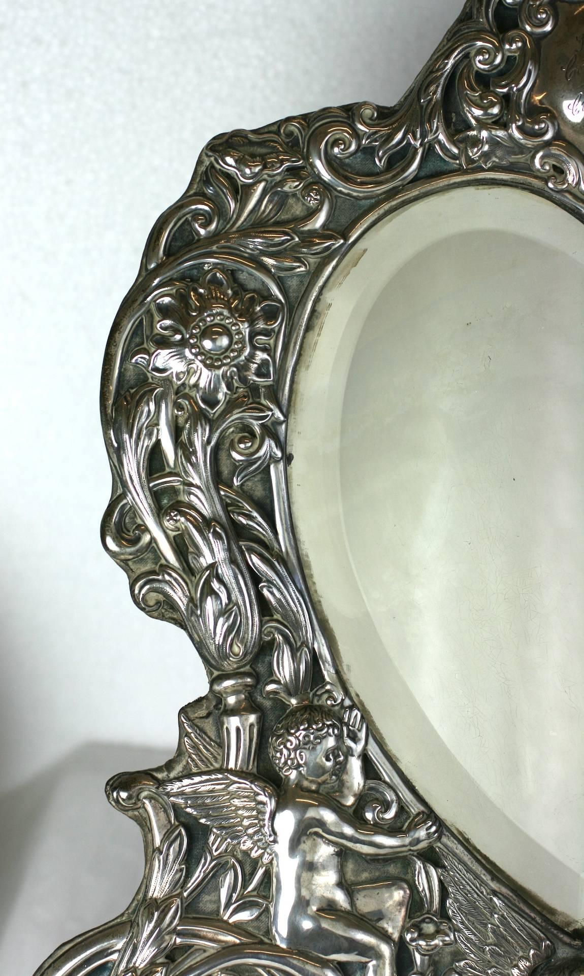 Late Victorian Victorian Sterling Heart Formed Dressing Mirror For Sale