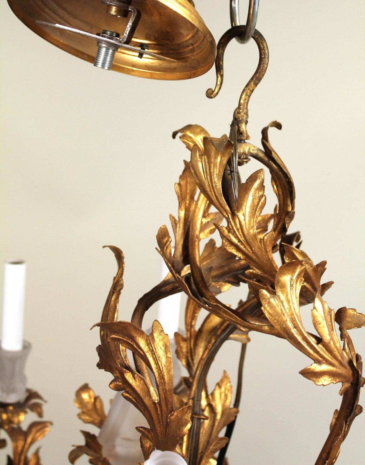 Unusual Gilt Chinoiserie Chandelier In Excellent Condition In Riverdale, NY