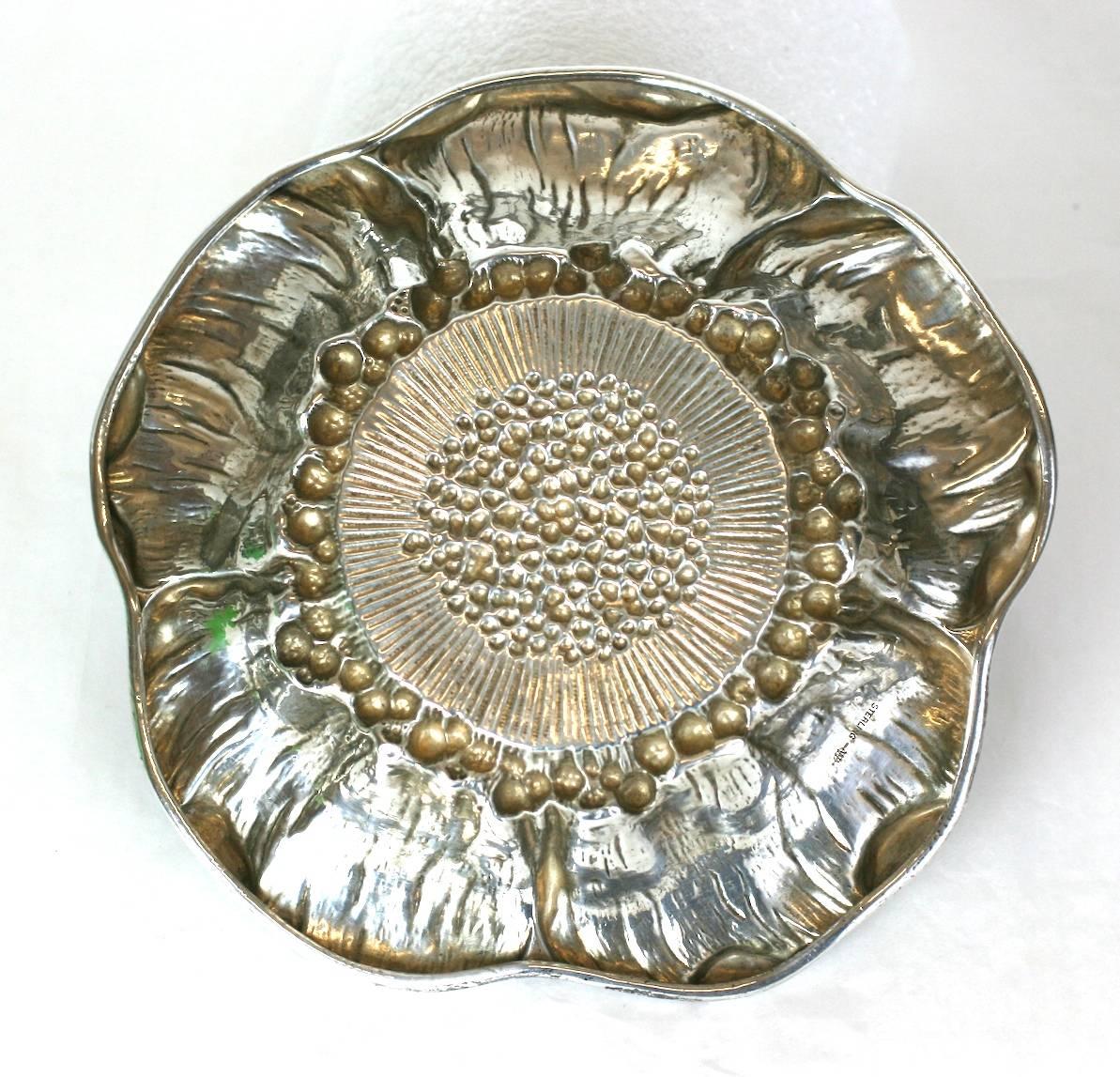 Art Nouveau Sterling Poppy Dish In Excellent Condition In Riverdale, NY