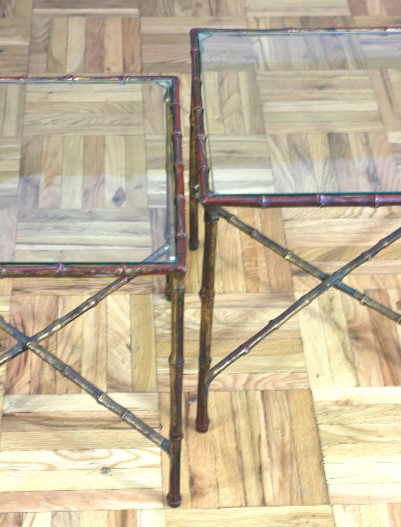 Pair of Faux Bamboo End Tables In Good Condition In Riverdale, NY