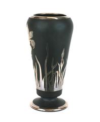 Art Deco Silver Overlay Iris Vase, Rockwell Silver Co.