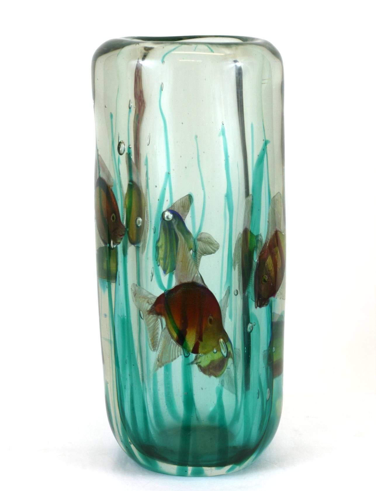 Vase aquarium Alfredo Barbini avec base légère, Pauly & Co Excellent état à Riverdale, NY
