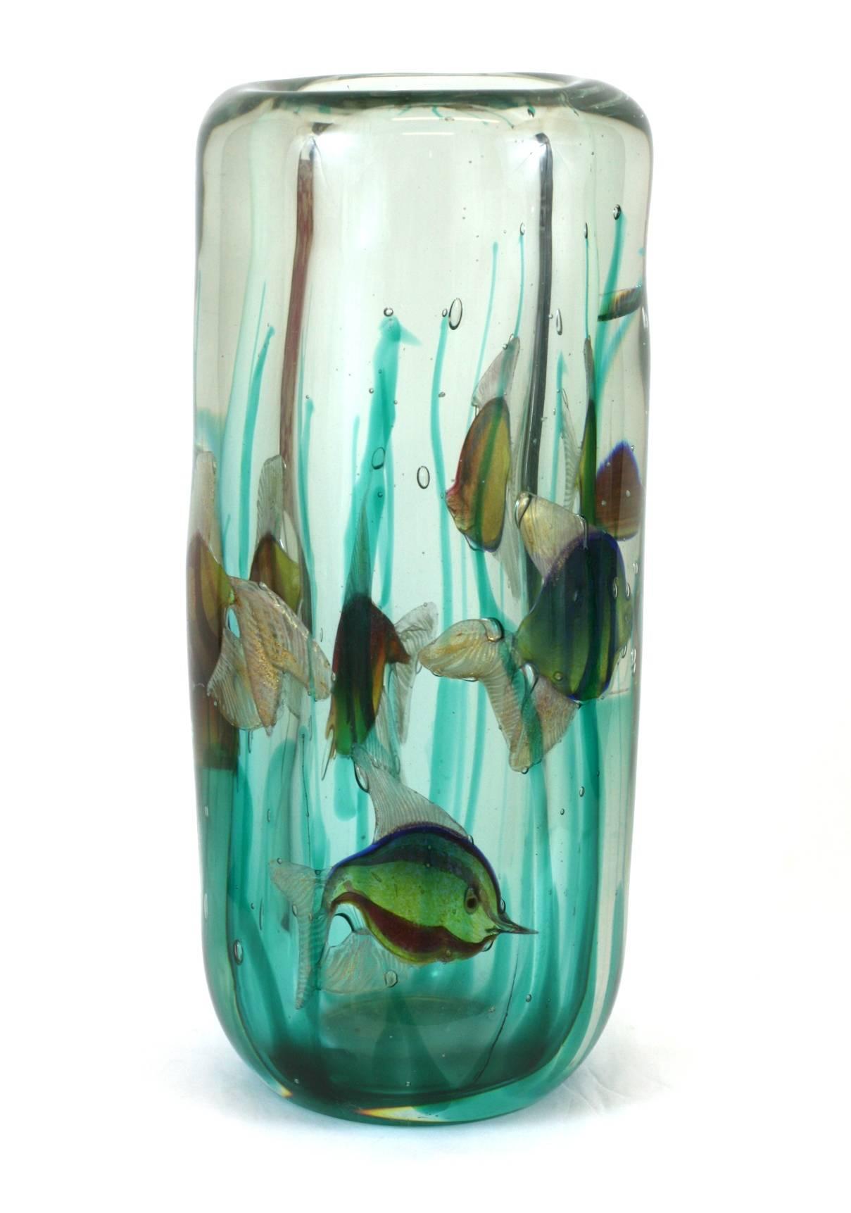 Moderne Vase aquarium Alfredo Barbini avec base légère, Pauly & Co