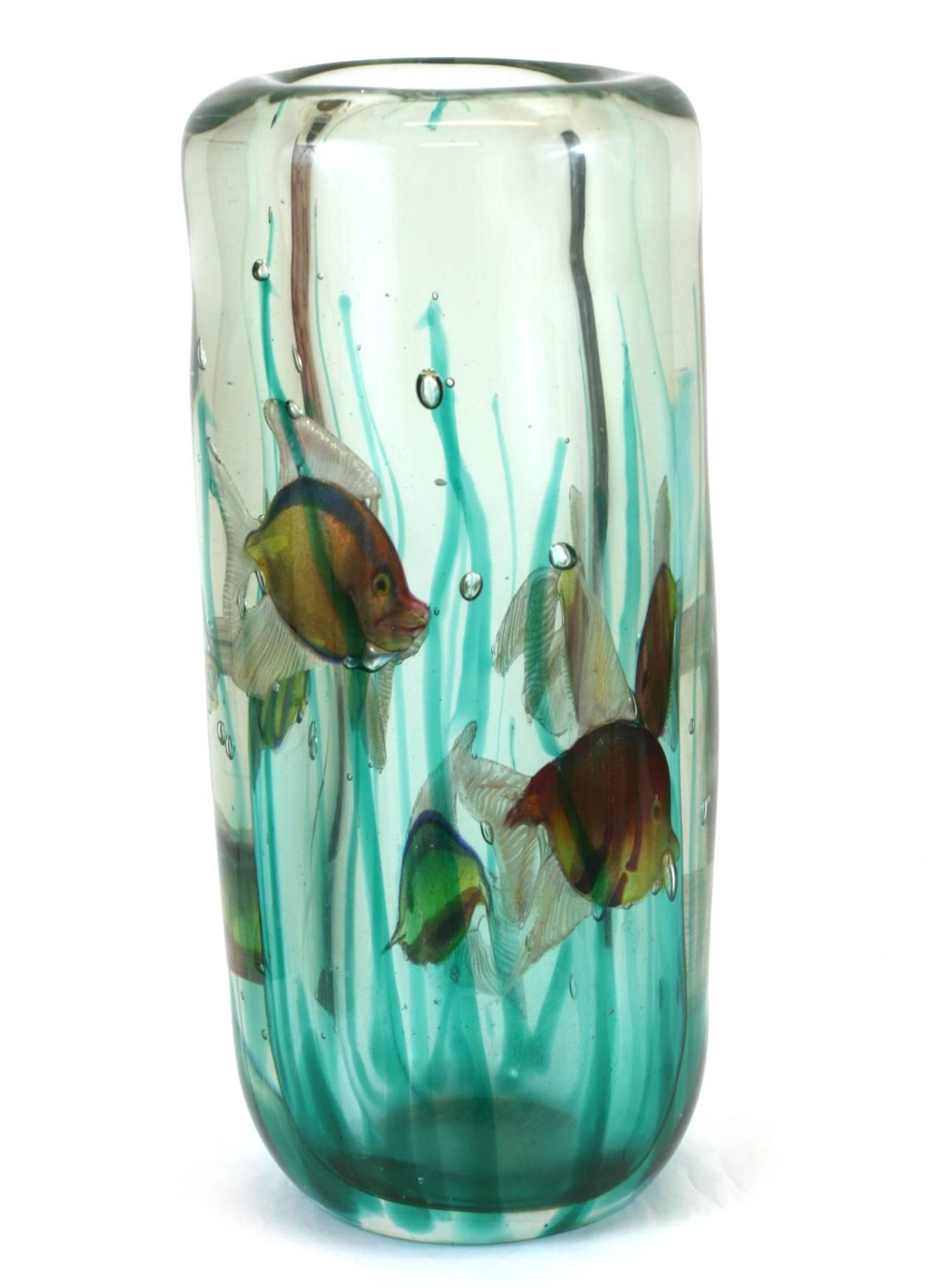 Milieu du XXe siècle Vase aquarium Alfredo Barbini avec base légère, Pauly & Co