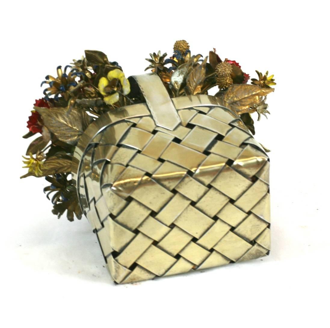 Cartier Sterling Enamel Flower Basket In Excellent Condition In Riverdale, NY