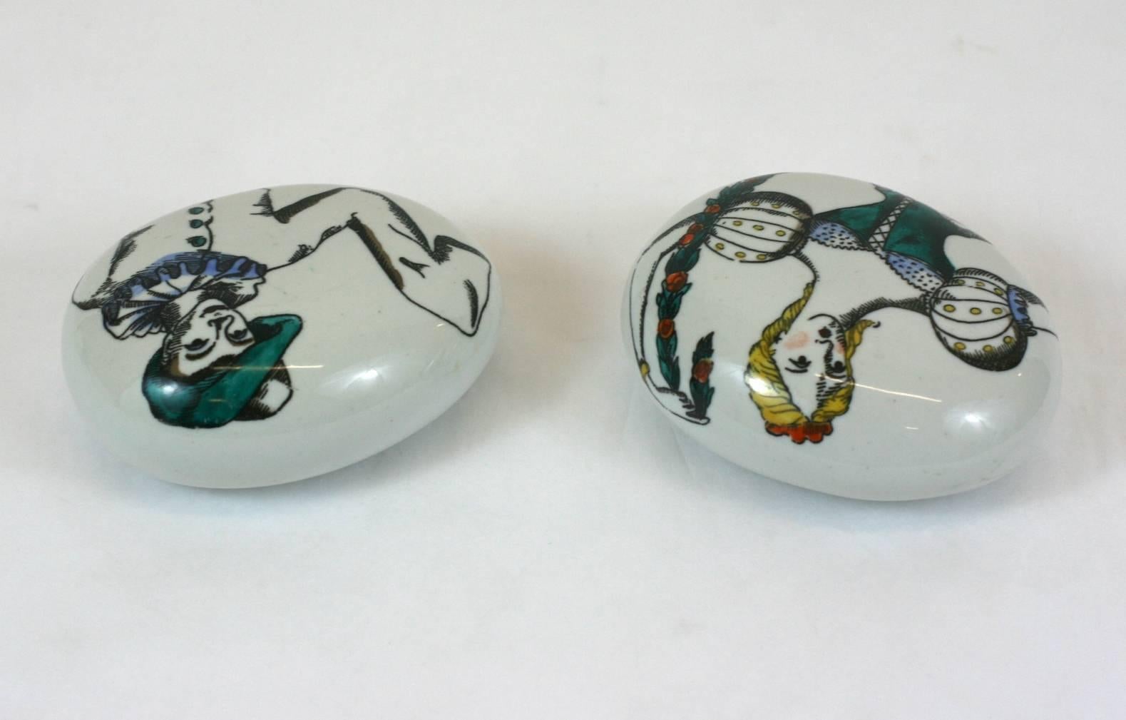 Mid-Century Modern Fornasetti Commedia dell'Arte Paperweights For Sale