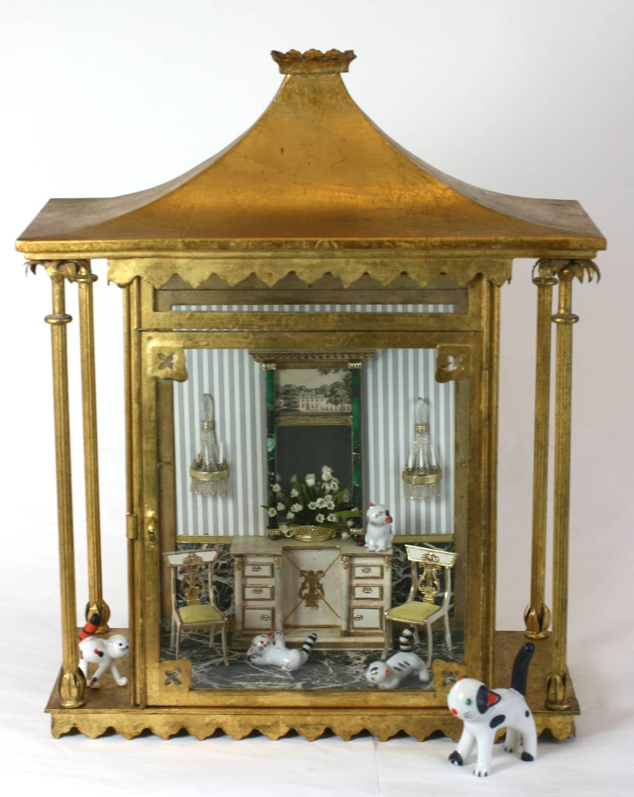 Gilt Tole Diorama with Period Interior 2