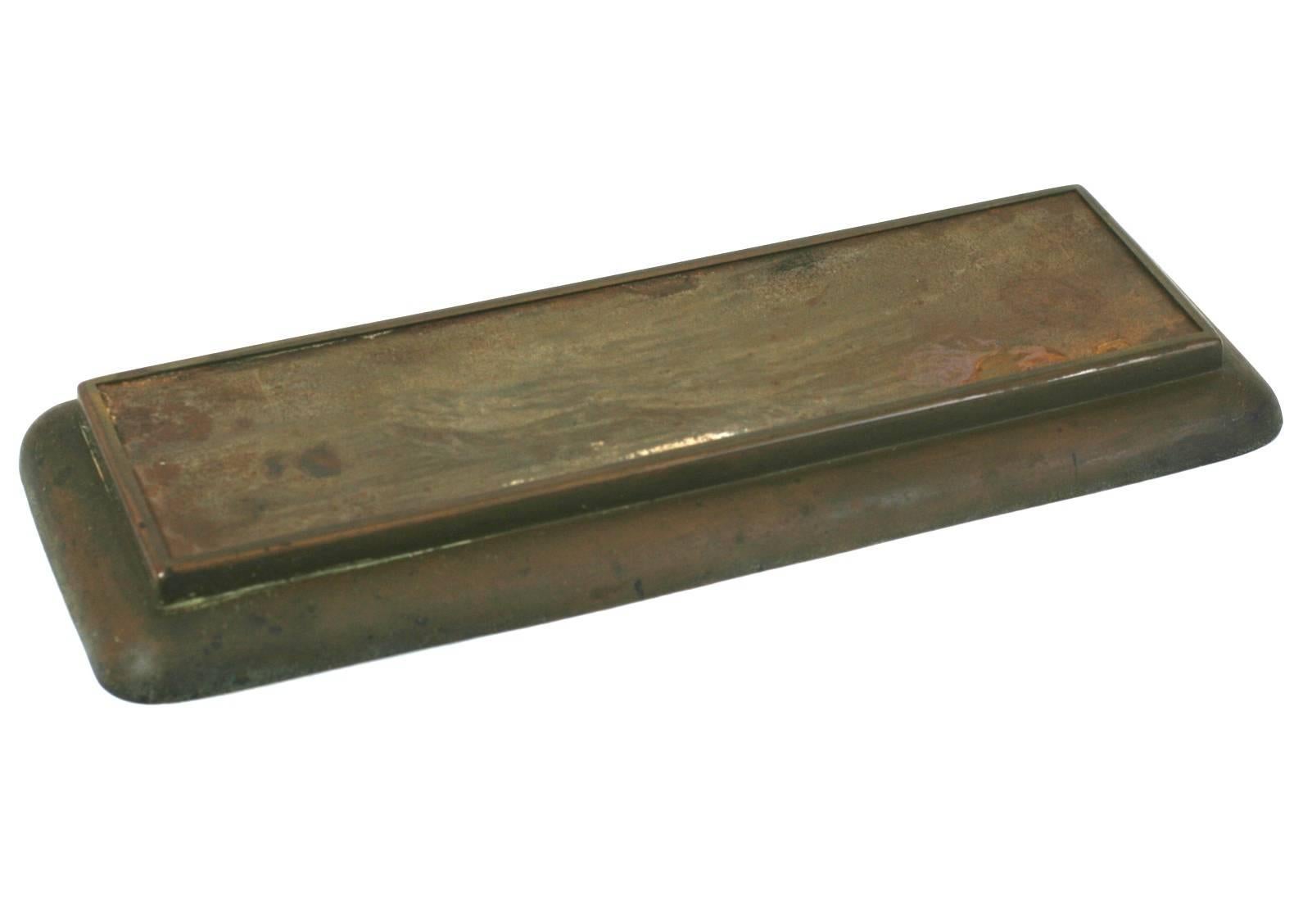 Early 20th Century Handpainted Bronze Pen Tray For Sale 2