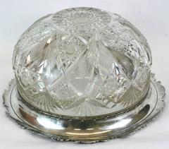 Large Victorian Crystal Punch Bowl with Sterling Lip