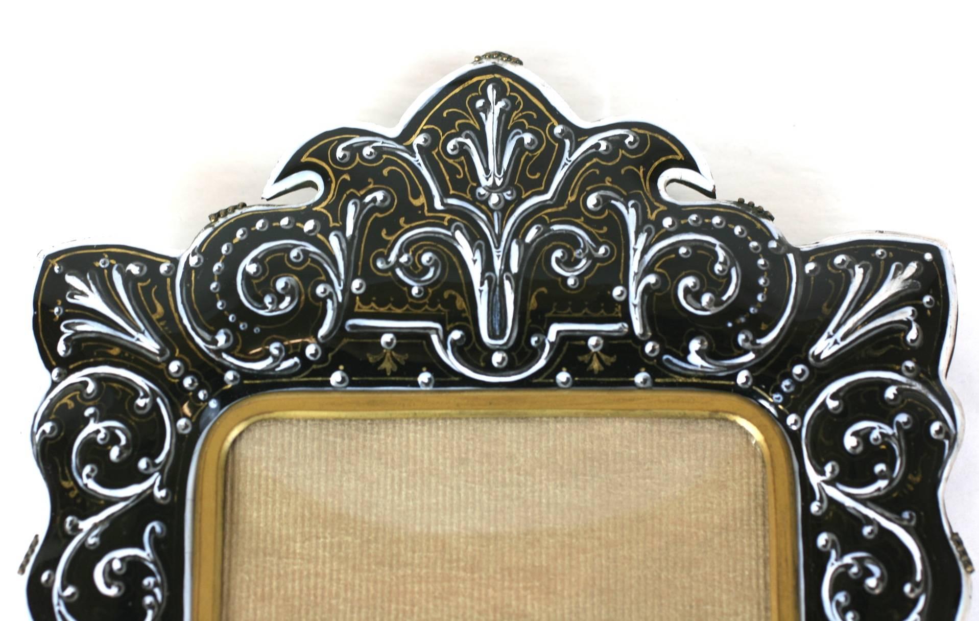 Late 19th Century French Enamel Bronze Frame For Sale
