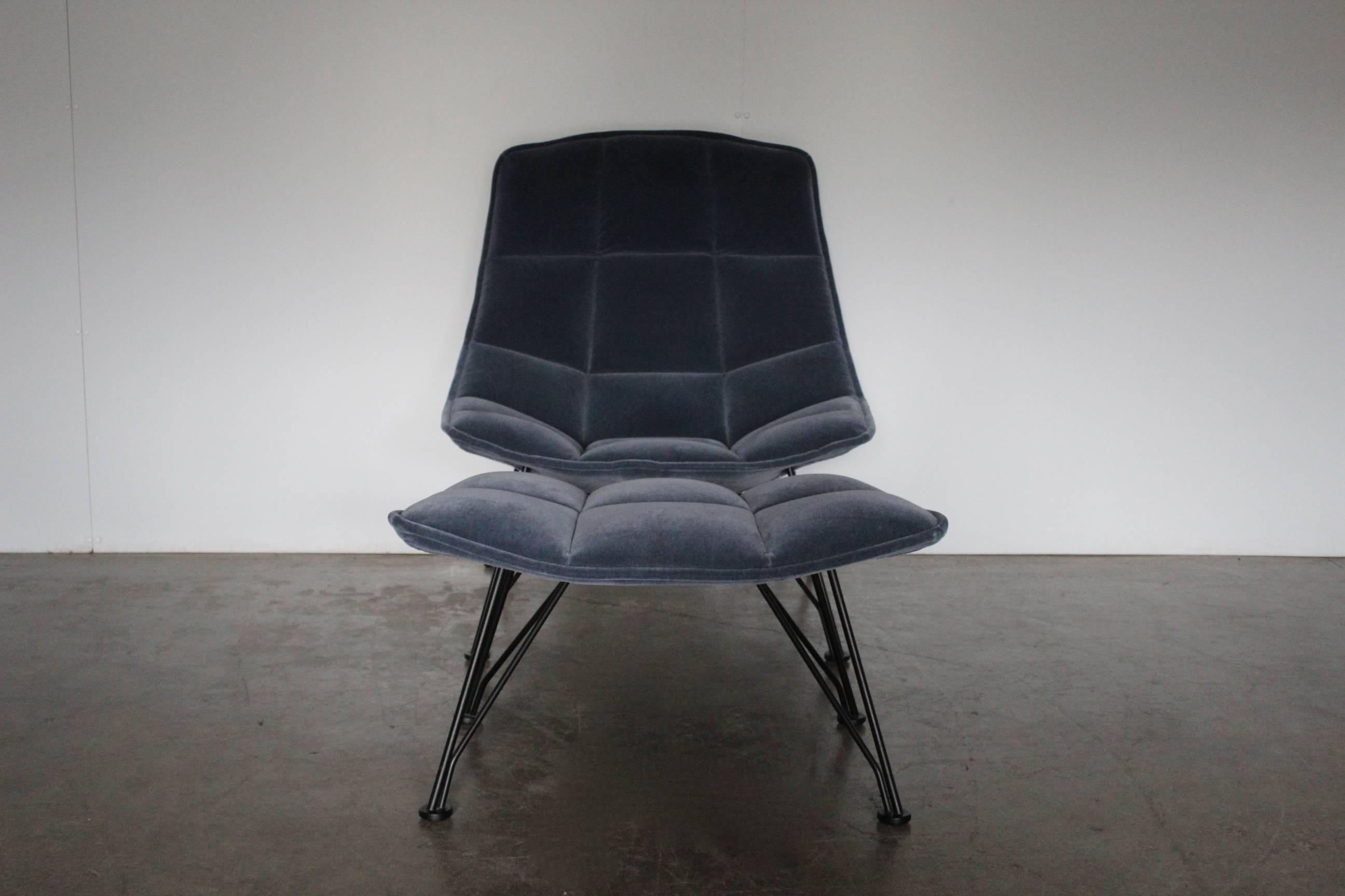 On offer on this occasion is a rare, original “Jehs + Laub” Lounge Chair and Ottoma Suite (one of two identical suites available currently) from the world renown furniture house of Knoll Studio, dressed in the most sublime, tactile “Knoll Velvet”