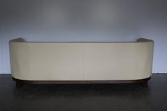 Christian Liaigre "Curved-Back" Three-Seat Sofa in Cream Leather and Linen