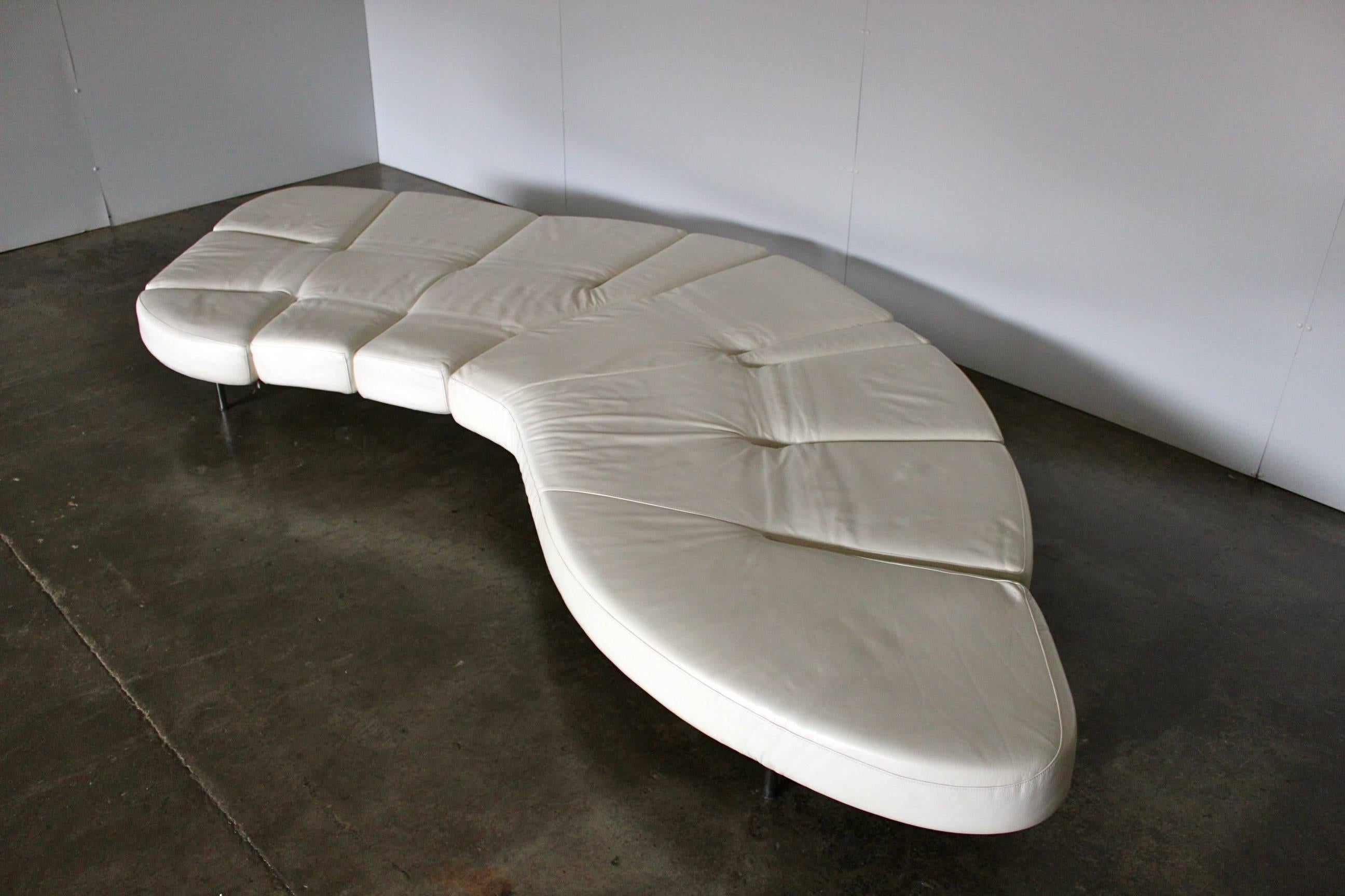 Edra “Flap SX” Sofa in Chalk White Cream Leather by Francesco Binafare In Excellent Condition In Barrowford, GB