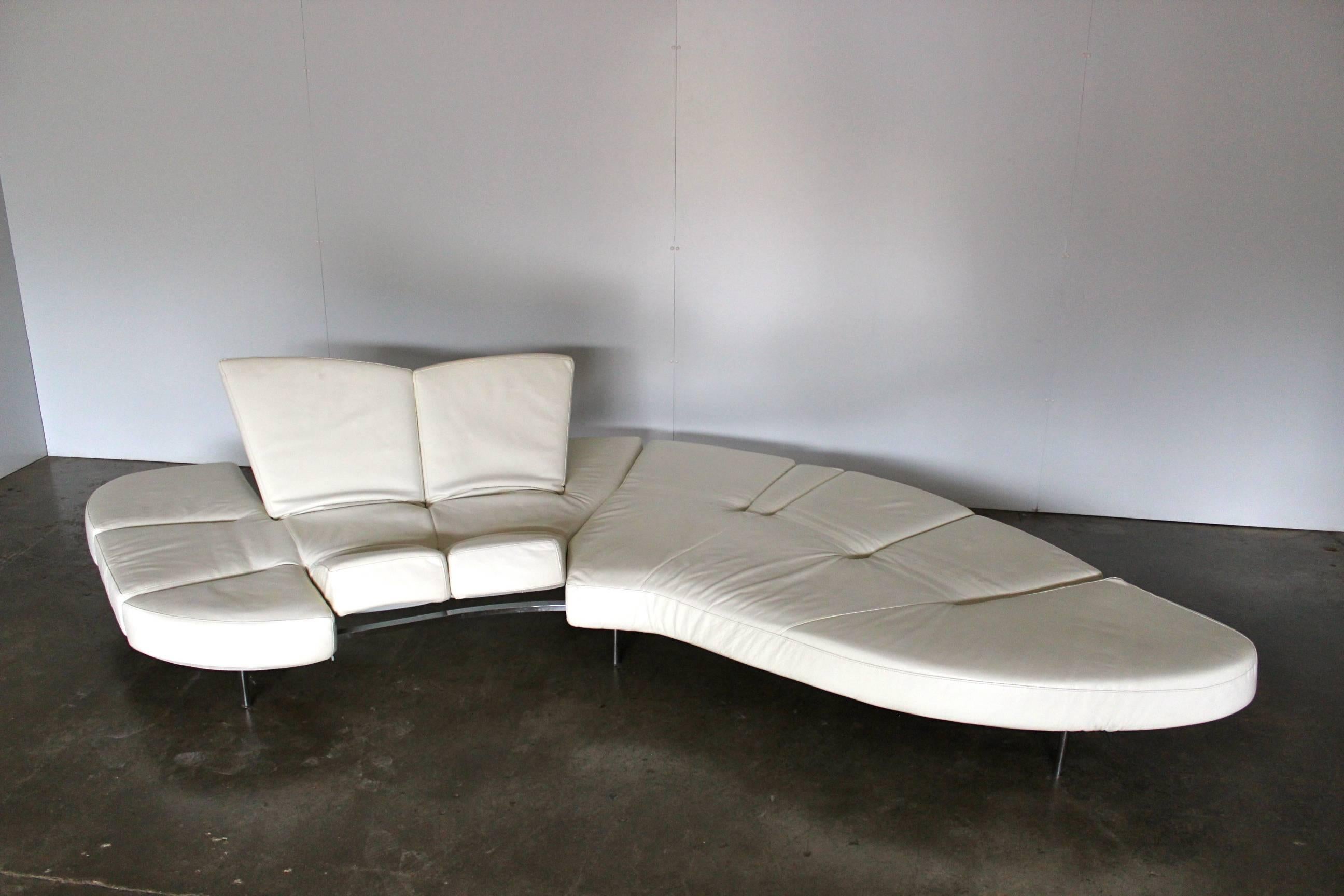 Modern Edra “Flap SX” Sofa in Chalk White Cream Leather by Francesco Binafare