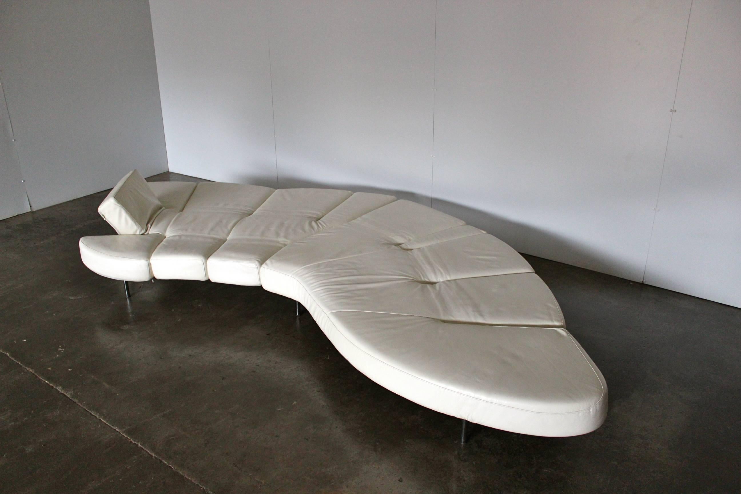 Hand-Crafted Edra “Flap SX” Sofa in Chalk White Cream Leather by Francesco Binafare