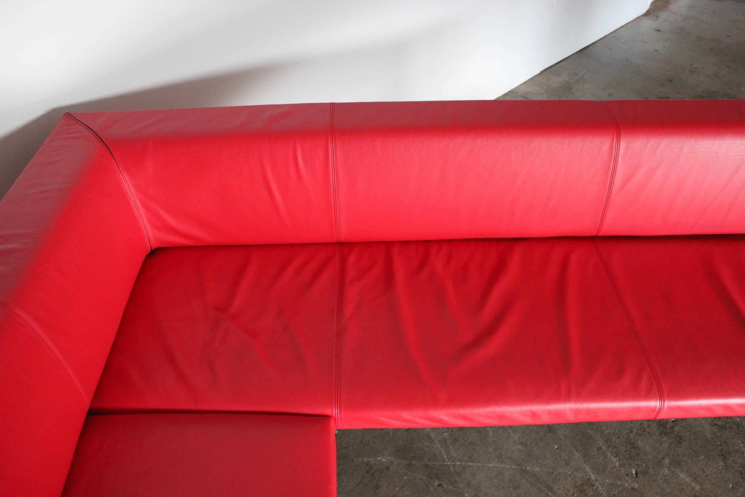 German Walter Knoll “Together 290” Corner Seat L-shape Sofa in Red Leather by EOOS For Sale