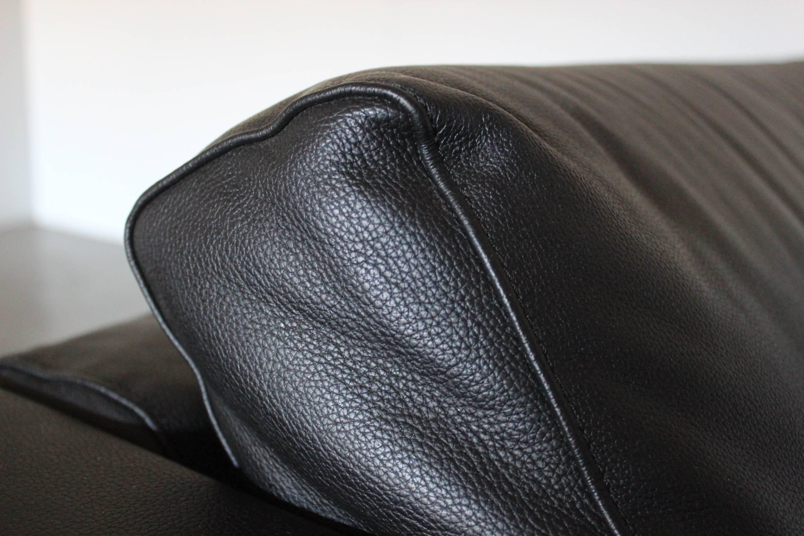 Vitra “Park” Three-Seat Sofa in Jet Black Leather by Jasper Morrison 1