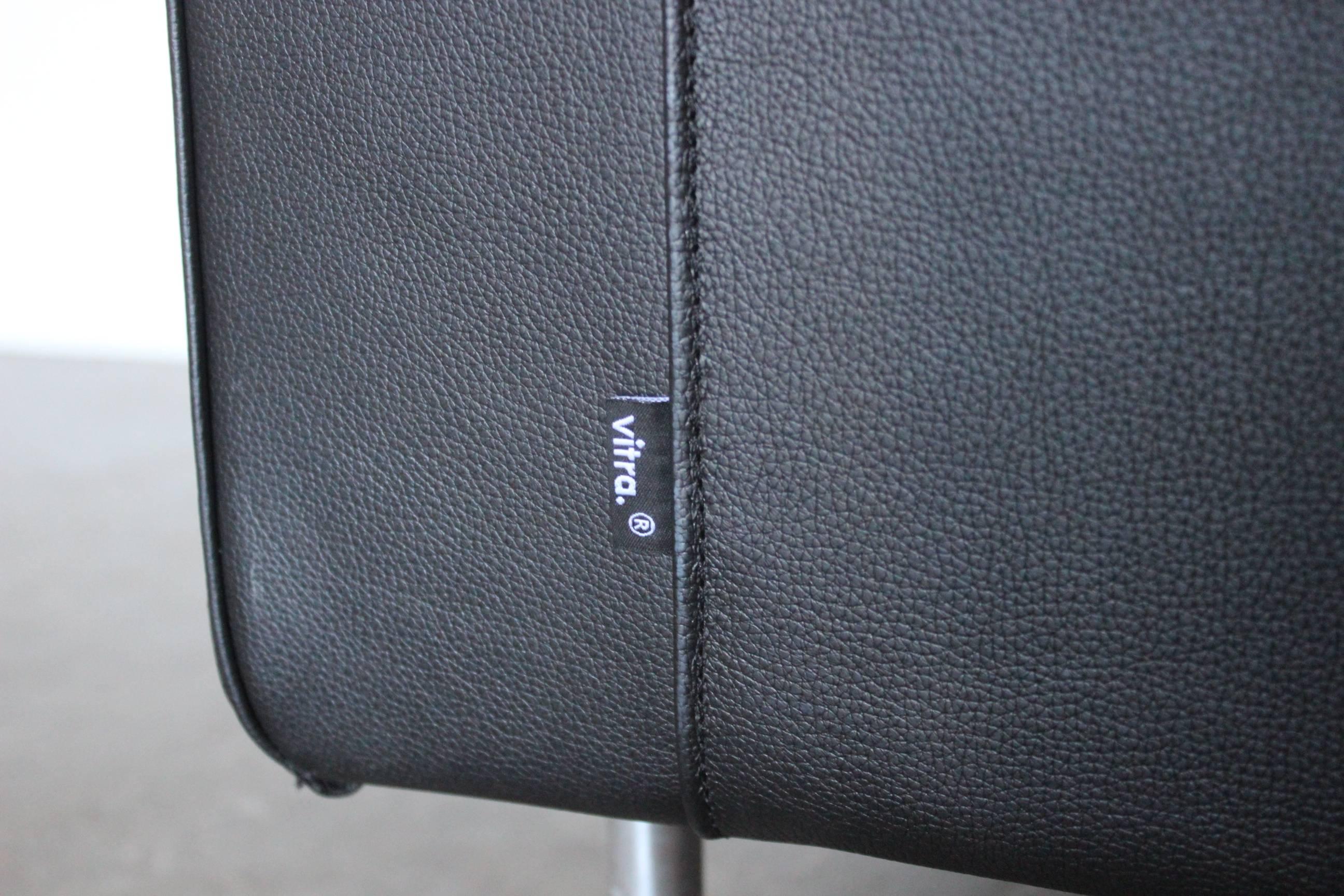 Contemporary Vitra “Park” Three-Seat Sofa in Jet Black Leather by Jasper Morrison