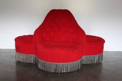 George Smith "Conversation Piece" Four-Seat Sofa in Raspberry Red Italian Velvet