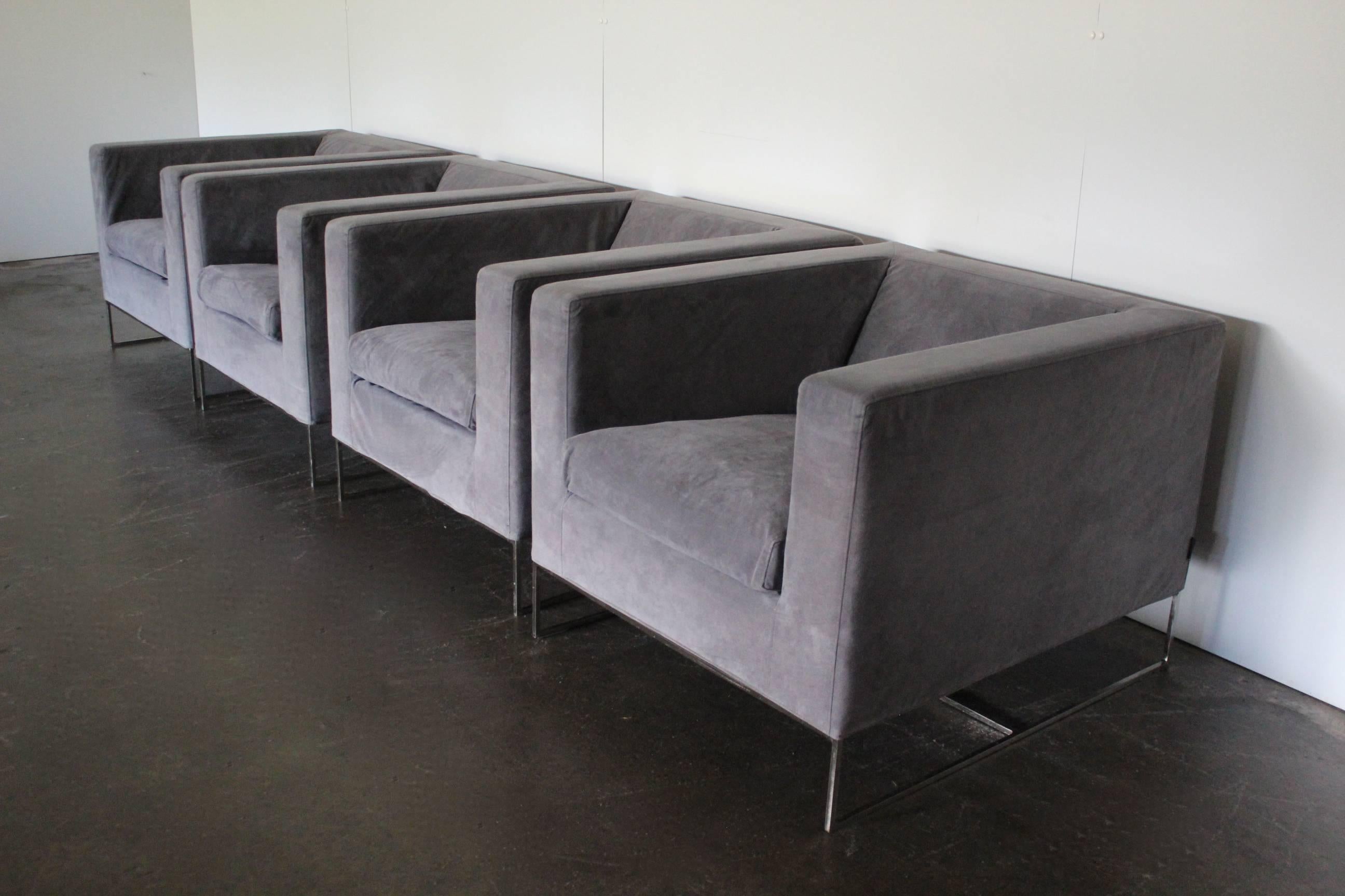 Contemporary Minotti “Klee” Armchair in Grey Alcantara For Sale
