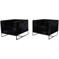 Minotti “Klee” Armchair in Black Pony Skin