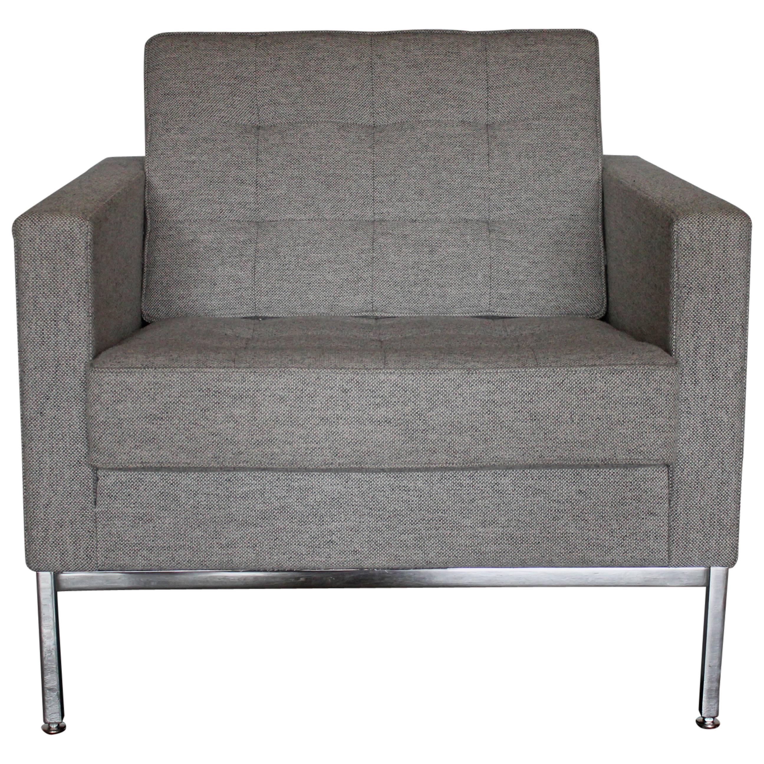 Fauteuil lounge "Florence Knoll" de Studio en laine gris moyen en vente