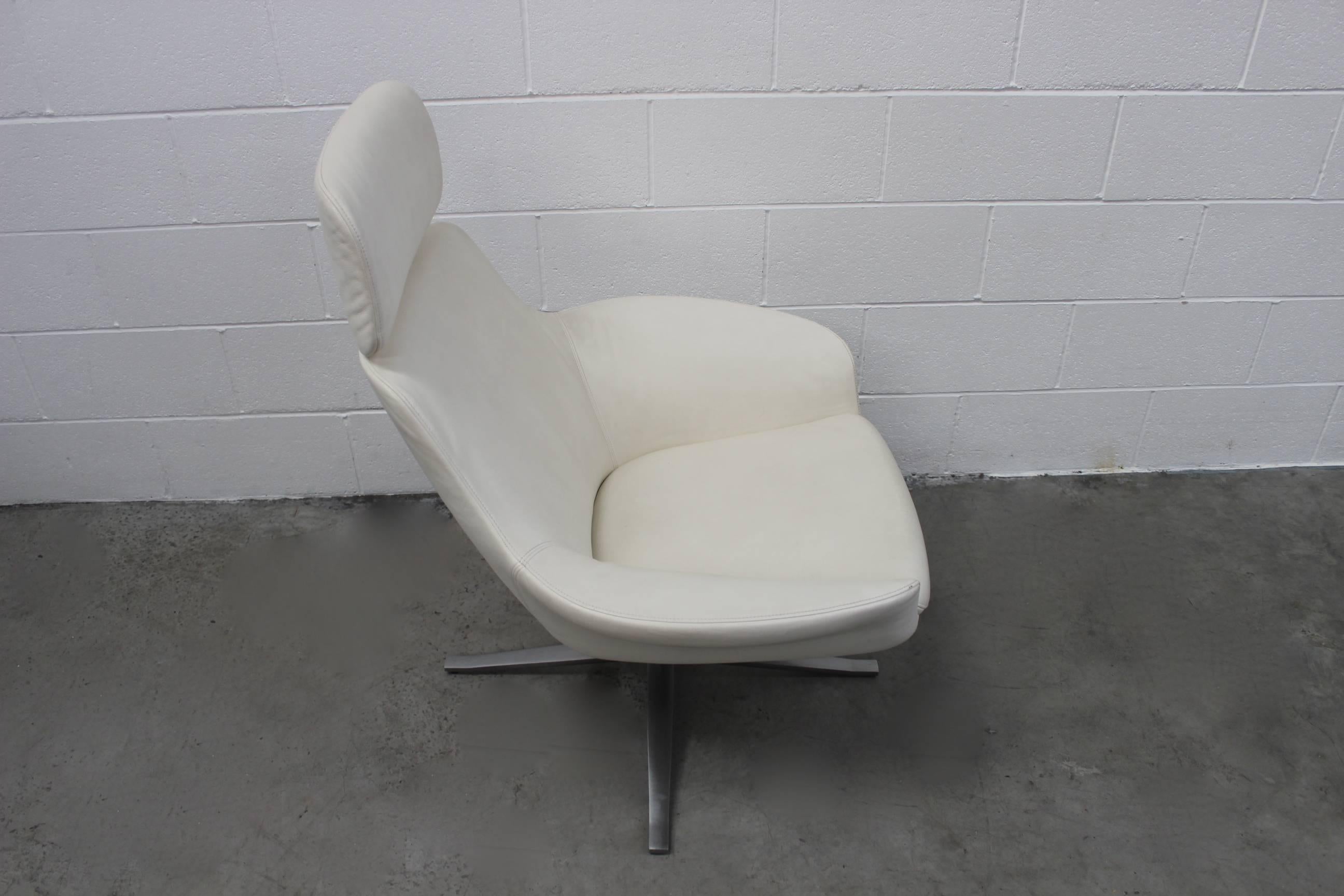 Walter Knoll Oscar-Sessel und Hocker aus cremefarbenem Leder von PearsonLloyd im Zustand „Hervorragend“ in Barrowford, GB
