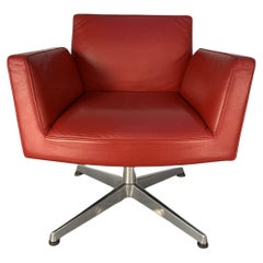 2 fauteuils pivotants Poltrona Frau Chancellor - En cuir Pelle Frau SC rouge