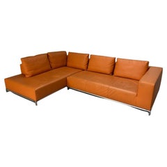 B&B Italia "George" L-Shape Sofa - In Orange "Gamma" Leather