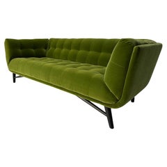 Roche Bobois "Profile" 3-Seat Sofa - In Mid-Green Velvet