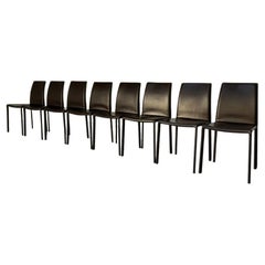 8 Roche Bobois "Holly" Dining Chairs  - In Dark-Brown "Caffe" Leather