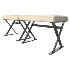 B&B Italia "Pathos SMP6" Bench Footstool - In White "Gamma" Leather