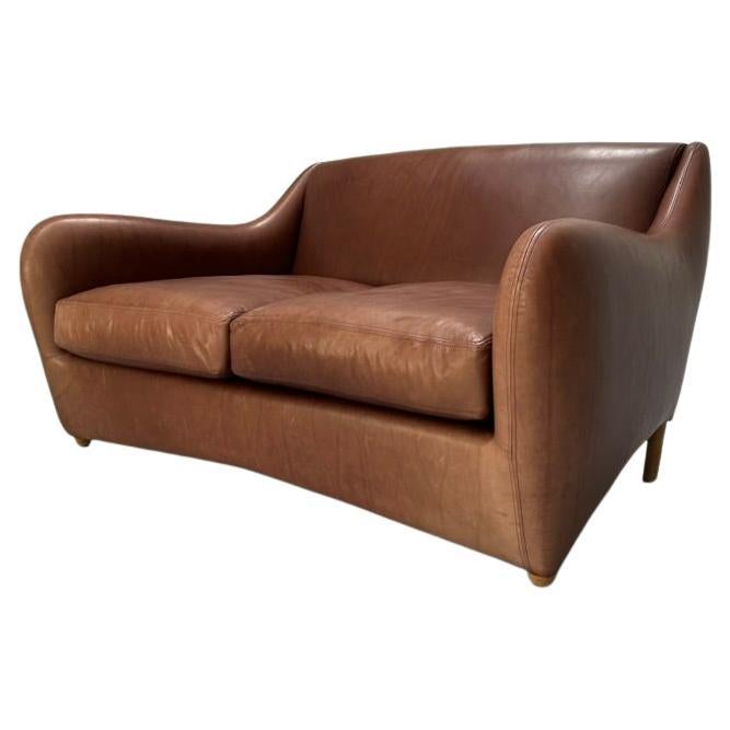 SCP Conran Matthew Hilton "Balzac" 2-Seat Sofa - In Brown Leather For Sale